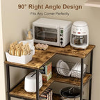 VECELO Corner Cabinet Table with 3 Tier Open Shelf, Multipurpose Display Organizer Storage Stand for Small Space Home Office Kitchen, Brown - Image 4