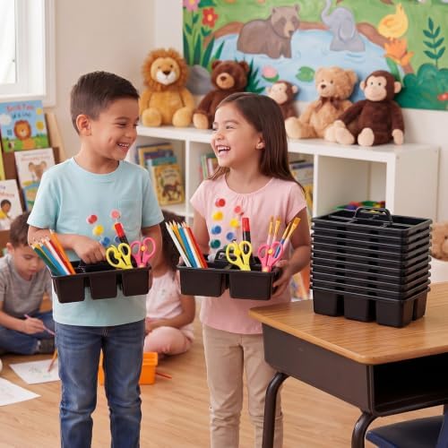 WILLBOND 12 Pcs Classroom Caddy Bulk Plastic Storage Caddy, Black - Image 2