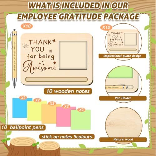 Dispowreath 20 Set Teacher Appreciation Gifts Wooden Note Holder with Pen - Image 2