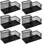 6 PCS Mesh Pen Holder Desk Organizer, Metal Pen Holder Sticky Notes Pencil Holder Caddy Desk Pen Organizer for Office Supplies Workspace School Home, Black by Unknown