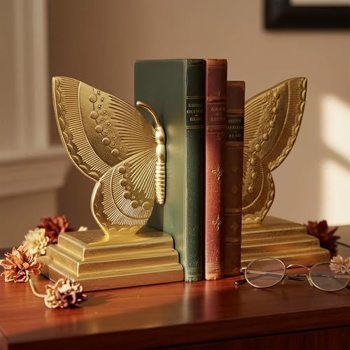Butterfly Book Ends Decorative Bookends for Shelves, Elegant Butterfly Bookends for Bookshelf Decor, Animal Decorative Book Stoppers for Home Office - Image 2