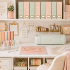 BLU MONACO | Set of 4 Foldable Pink & Aqua Magazine File Holders with Gold Geometric Patterns | Vertical File Organizer Boxes with Gold Label Holders for Home & Office - Image 6