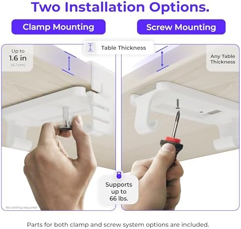 Ascrono Original Under Desk Cable Management Tray, White, 14.1" - Image 2