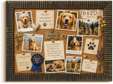 16x20 Vintage Framed Cork Board for Vision, Wedding Planning,Black Gold by FOLKOR