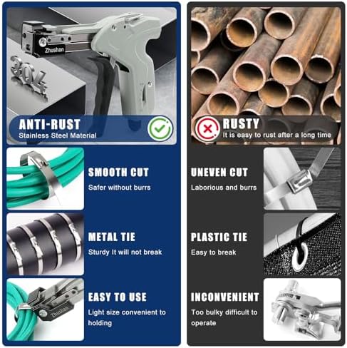 Zhushan Stainless Steel Cable Tie Gun, Auto Tighten & Cut Tool for 4.6–7.9mm Metal Ties, 4-Level Tension, Heavy-Duty & Easy to Use - Image 4