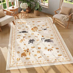 DUKINO 4x6 Area Rug, Washable Dog Rug for Living Room Non Slip Beige Yellow by DUKINO