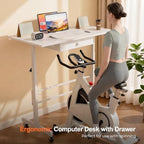 COMHOMA Small Standing Desk with Storage Drawer, Mobile Height Adjustable Rolling Sit Stand Desk with Lockable Wheels 4‑Level Portable Laptop Desk for Small Space Home Office Treadmill Workstation - Image 4