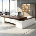 Executive Desk, L Shaped Executive Office Desk with Locking Drawer & File Cabinet, 1'' Thick Desktop, Large Office Desk with Storage, Modern Executive Computer Workstation for Home Office & Business by Unknown