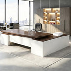 Executive Desk, L Shaped Executive Office Desk with Locking Drawer & File Cabinet, 1'' Thick Desktop, Large Office Desk with Storage, Modern Executive Computer Workstation for Home Office & Business by Unknown