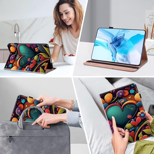 Case for Amazon Fire HD 8 / Fire HD 8 Plus (12th/10th Generation,2024/2022/2020), Folio Stand PU Leather Wallet Cover with Elastic Band & Card Slots for Fire HD 8 Tablet 8 Inch - Watercolor - Image 5