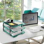 Acrimet Traditional 3 Tier Letter Tray, Front Load Design, A4 Letter Size, Desktop Organizer (Plastic) (Clear Green Color) - Image 2