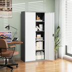 Letaya Metal Garage Storage Cabinets with Lock Door and Adjustable Shelves, Steel Tool Cabinets for Home,Office,Warehouse Organisieren (Gery White, 71" H) - Image 4