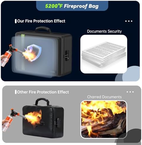 Fireproof Document Bag with Lock for Legal/Letter Files, Black - Image 4