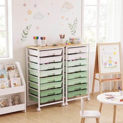 LEHOM Rolling Storage Cart with 8 Drawers, Utility Cart on Lockable Wheels - Image 5