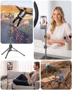 OMOTON 65" Tablet Floor Stand Tripod for iPad with Remote, 360°Phone Holder - Image 4