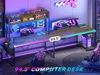 SEDETA L Shaped Gaming Desk with LED Lights and Pegboard for Home Office - Image 3
