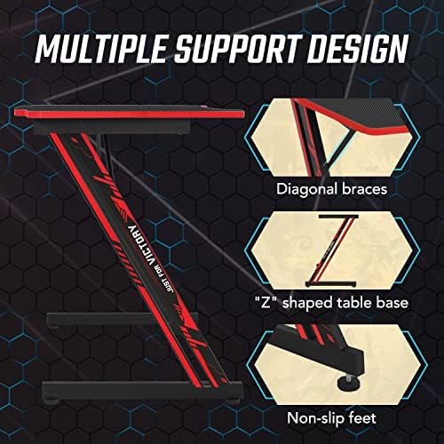 BestOffice | 39" Gaming Table | Red | Z-Shaped Computer Desk - Image 4