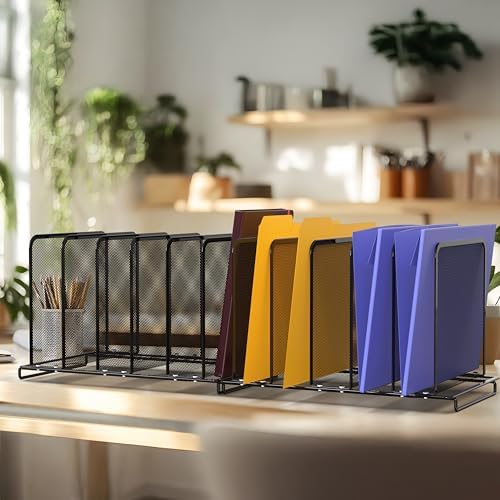 Simple Houseware 5 Section Upright File Sorter Organizer, Black - 2 Pack - Image 4