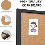 24"x36" Black Wood Framed Hanging Cork Bulletin Board - Image 4