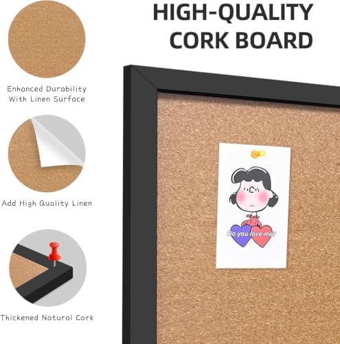 24"x36" Black Wood Framed Hanging Cork Bulletin Board - Image 4