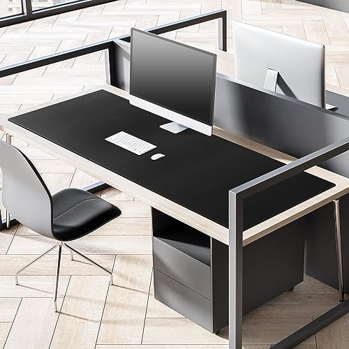 MAIDERN 59”x 19.6” Cork & Leather Desk Pad, Large Desk Mat (Black) - Image 4