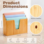 Suzile Bamboo Wall Mounted File Folder Holder Organizer, 3-tier Vertical File Organizer Wooden Sorter Rack for Office, Home, Desktop, Desk Letter Mail Document Storage, 13" x 4.5" x 11.5" - Image 2
