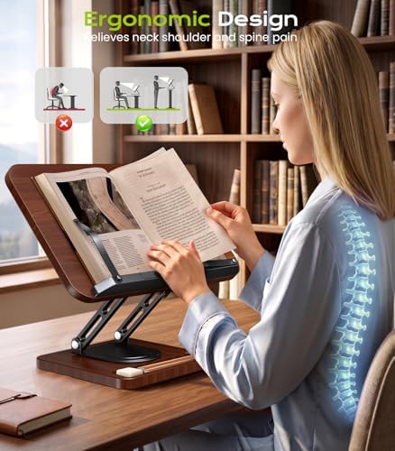 LOXP Book Stand with Storage, 360° Rotating Cookbook Stand, Ergonomic - Image 2