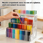 2 Pack Acrylic Desk Organizer, 4 Tier 20 Compartments Vertical Storage for Pens Art Supplies Home Classroom Back to School Office School Office Desk Desktop Stationery Pencil Storage - Image 6