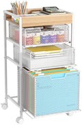 SWTYMIKI Rolling File Cart with Drawers - 4 Tier Under Desk Storage Craft Rolling Organizer Cart - Office Storage &Organization, Mobile Metal Filing Cabinet for Office and Home White by SwtyMiki-TidyHomeSweetLife