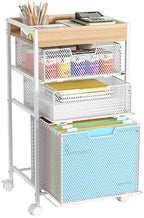 SWTYMIKI Rolling File Cart with Drawers - 4 Tier Under Desk Storage Craft Rolling Organizer Cart - Office Storage &Organization, Mobile Metal Filing Cabinet for Office and Home White by SwtyMiki-TidyHomeSweetLife