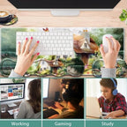 31.5"x 11.8" Oversized Gaming Mouse Pad Set, Ergonomic Keyboard and Mouse Wrist Rest + Cup Holder, Non-Slip Desktop Pad, Suitable for Home and Office Use, Farmhouse Cottage Garden - Image 3