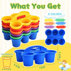 Haundry 6 Pack Classroom Caddy Storage Basket with Handle, Plastic Drink Cup Caddy Holder, 6 Compartments for Kids, Table, Office, Arts, Crafts, Crayon, Marker, Pencil, School Supplies - Image 2