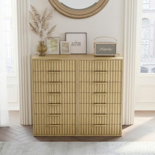 7 Drawer File Cabinet with Wheels for Home Office, Natural Walnut - Image 3