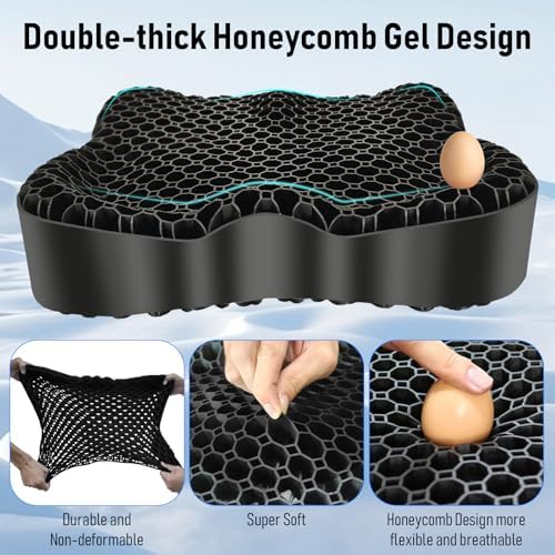 NEW-Vi Gel Seat Cushion, Thickened Big Breathable Honeycomb Design Absorbs Pressure Points Gel Cushion with Anti-Slip Cover Seat Cushion for Office Chair Home Car Seat Cushion - Image 4