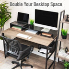 Mind Reader Dual Monitor Stand, Desktop Organizer, Laptop Riser, Office, MDF, 51.25"L x 9.25"W x 4.75"H, Black - Image 5