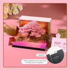 3D Calendar 2027 With LED Lights,3D Desk Calendar Memo Pad 2027,3D Art Calendar Memo Pad 2027,Tear-Off Paper Sculpture Desk Calendar,3D Paper Art Notepad,Cherry-Tree Desktop Decoration,New Year,Christmas Gift (Cherry-Tree) - Image 3