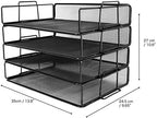 Exerz Letter Trays 4pcs Black Paper Sorters Stackable, 4 Tiers File Trays, Desk Organizer - Metal - Image 2