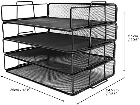 Exerz Letter Trays 4pcs Black Paper Sorters Stackable, 4 Tiers File Trays, Desk Organizer - Metal - Image 2