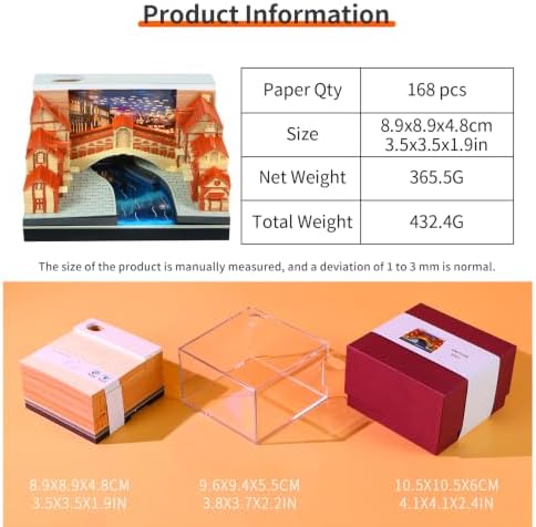 3D Calendar 2027, Unique 3D Memo Pad Tear Away Time Piece Calendar, Fun DIY Paper Carving Art 3D Desk Calendar Notepad Gift for Christmas, New Year (Venice) - Image 6
