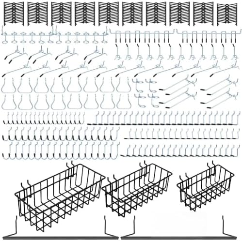 310PCS Pegboard Accessories Organizer Kit, Peg Board Baskets and Paper Towel Holder for 1/8 and 1/4 inch Pegboard Hooks Assortment,Metal Hooks for Hanging Storage (Basket Set) by Daanxw