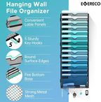 15 Tier Wall File Organizer - Hanging File Organizer with 5 Hooks, Mail Holder Wall Mounted for Papers, Folders, Magazines, Bills, Office&School Organization, Black - Image 3