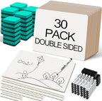 30 Pack Small White Boards, 9"x12" Double Sided Personal Dry Erase Boards Portable Handheld Whiteboards for Kids, Students, Teacher School, Include 30 Markers, 30 Erasers, 30 Pen Clips by Unknown