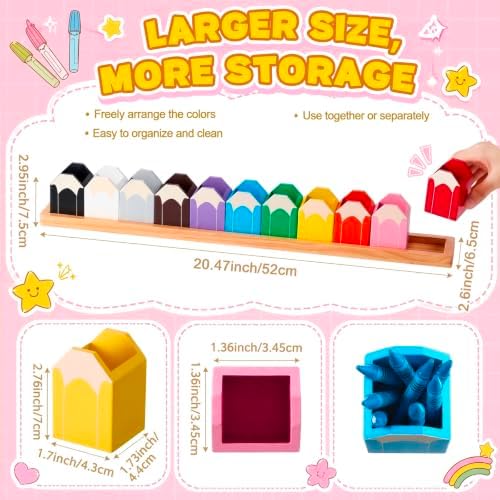 11 Pcs Pencil Shaped Crayon Organizer with Stand,Large - Image 2