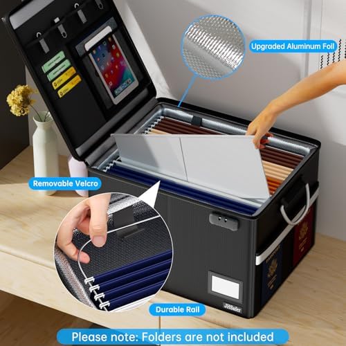 5200℉ Fireproof Document Box with Lock, File Organizer with Handle - Image 6