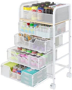 5-Tier Craft Organizer Cart with Wheels,Craft Organizers and Storage with Drawers,Lockable Wheels Rolling Utility Cart with DIY Divider,Office Supply Organizer,Ideal for Studio,Office Patent Pending by FollowWithYociyogaTogether