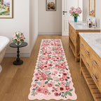 DUKINO 2x7 Runner Rug for Hallway, Floral Washable Rug for Kitchen, Pink - Image 5