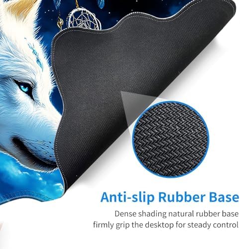 Desk Mat, Mouse Pad with Wrist Rest, 4-in-1 Large Mouse Pads for Desk, Ergonomic Mouse Pad and Keyboard Wrist Rest Gaming Keyboard Mat for Office,Wolf Dreamcatcher - Image 4