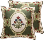 ISAENNE Elegant French Linen Throw Pillow Cover,Set of 2,18"x18"-Estonia B by Isaennehomedecoration