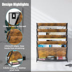 PAG-Mass Wall File Organizer for Office, 6-Tier Rustic Hanging File Holder Wall Storage Rack for Documents/Magazine/Literature/File Folders/Mails/Envelopes, Brown - Image 6
