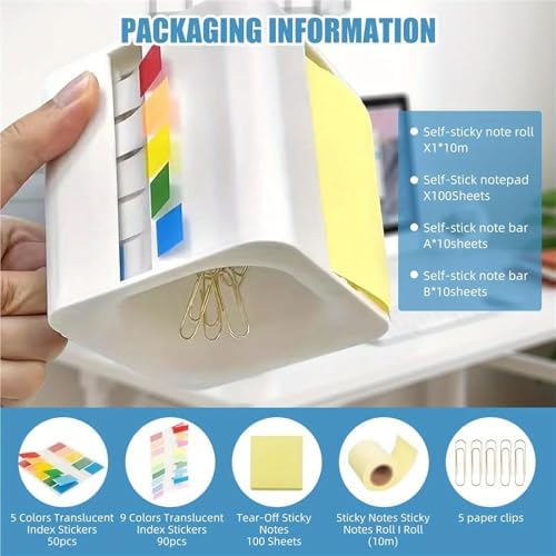 Post It Note Holder 5-in-1 Desktop Note Holder with Pop-Up Sticky Dispenser & Magnetic Paperclip Case - Image 4